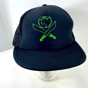 Auto collection men's adjustable ball cap    black with green graphics